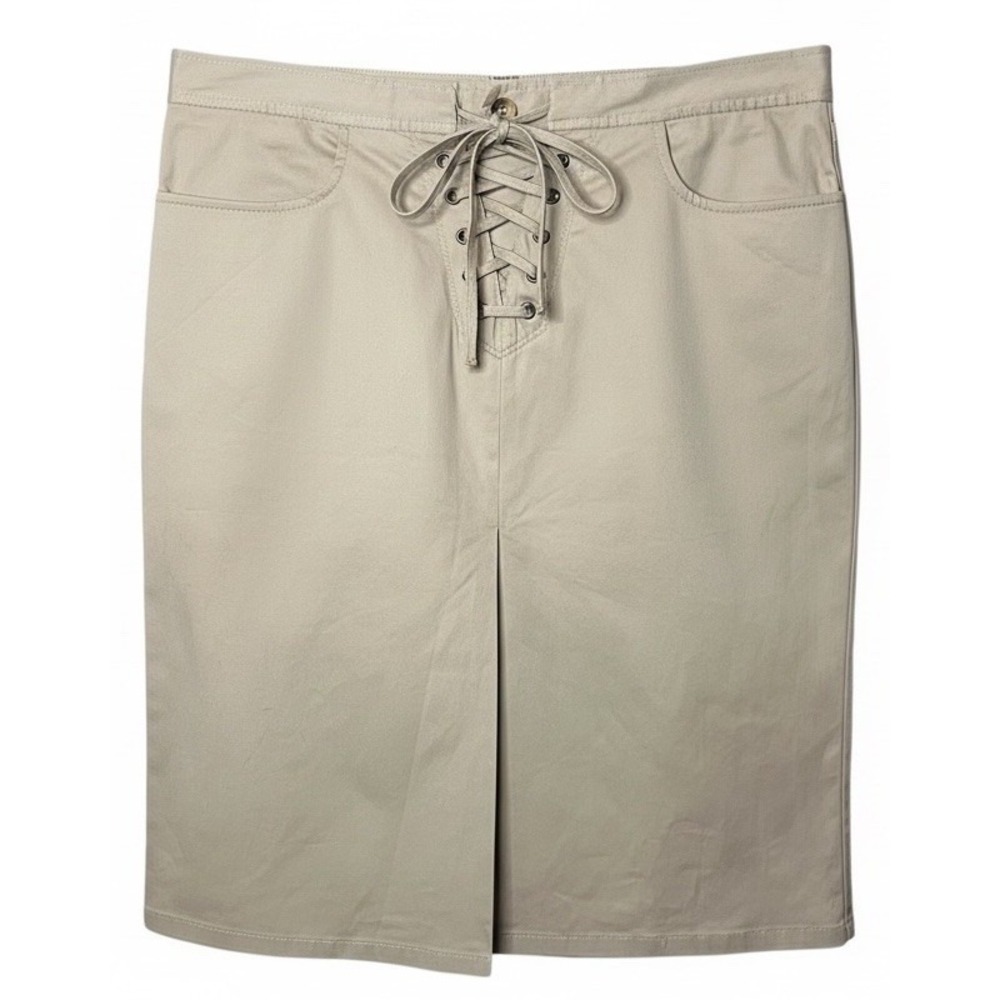 Polo Jeans Ralph Lauren Khaki Tan Skirt size 8 Women Lace Front
